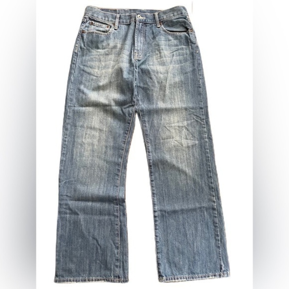 Lucky Brand Mens Dungarees  Newman Straight Leg Mid Rise Light Wash Jeans 33x32